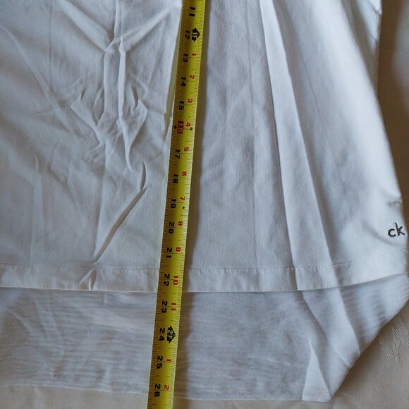 Calvin Klein White Long Sleeve Top Lace V-neck Insert & Sheer Layered Hem Sz XL - Picture 7 of 10